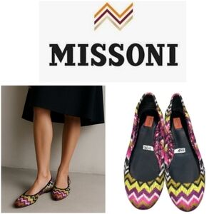Missoni For Target Womens Ballet Flats Size 9.5M Multicolor Chevron Fabric